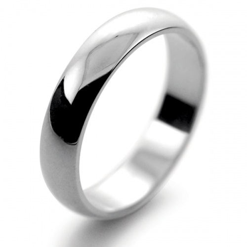 D Shape Light Weight - 4mm Platinum Wedding Ring 